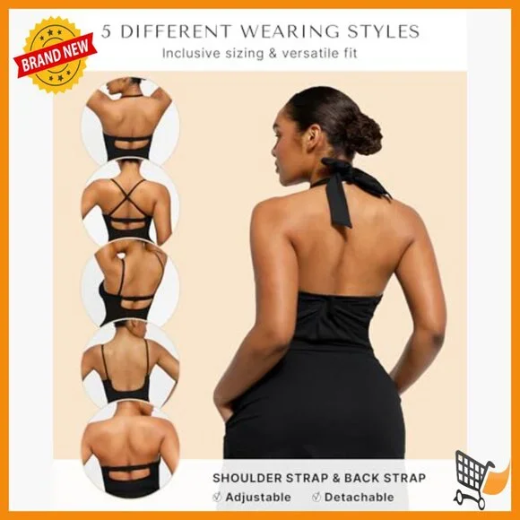 Strapless Shapewear Bodysuit Tummy Control Backless Mid Thigh Full Body Shaper